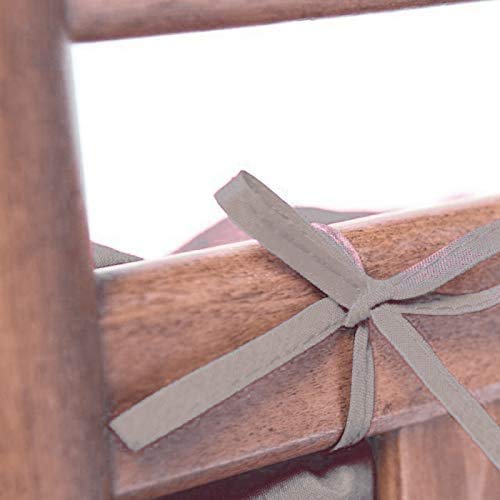 Detalle de tiras para atar de Pack 2 Cojines Cómodos con Respaldo para mecedoras, bancos terraza o silla en Interior y Exterior. (Gris). LEMON TREE