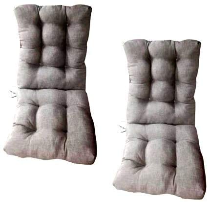 Vista frontal del Pack 2 Cojines Cómodos con Respaldo para mecedoras, bancos terraza o silla en Interior y Exterior. (Gris). LEMON TREE