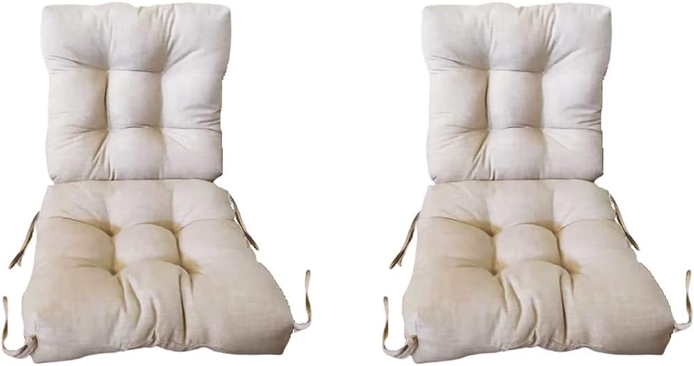 Vista frontal del Pack 2 Cojines Cómodos con Respaldo para mecedoras, bancos terraza o silla en Interior y Exterior. LEMON TREE