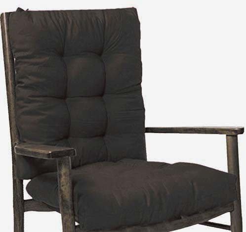 Vista de color gris oscuro del Pack 2 Cojines Cómodos con Respaldo para mecedoras, bancos terraza o silla en Interior y Exterior. LEMON TREE