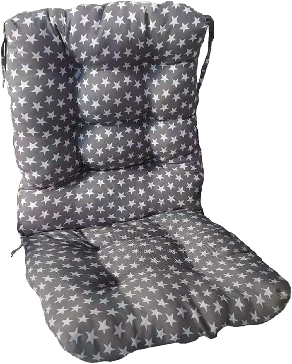 Detalle de color gris con estrellas del Pack 2 Cojines Cómodos con Respaldo para mecedoras, bancos terraza o silla en Interior y Exterior. LEMON TREE