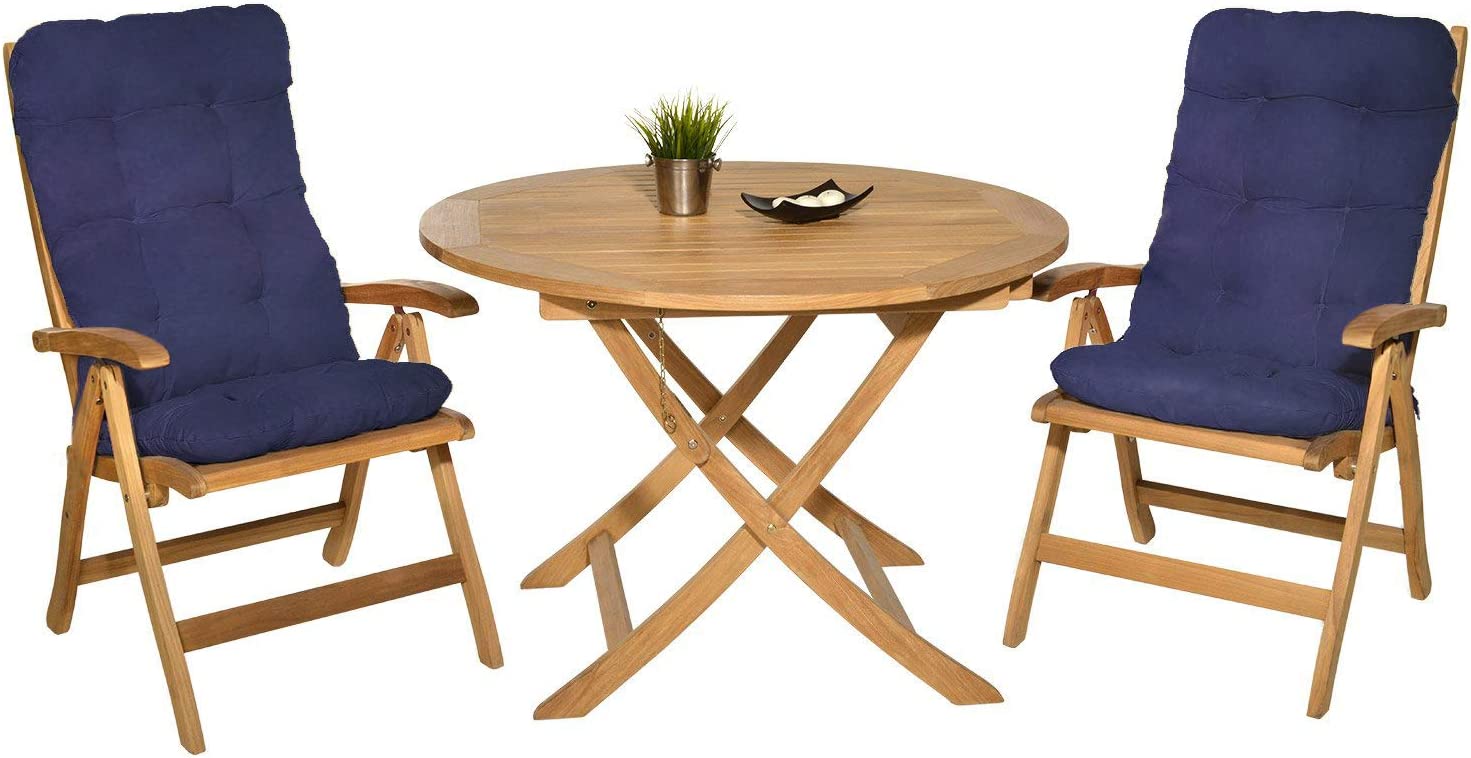 Conjunto del modelo azul del Pack 2 Cojines con Respaldo Acolchados para Sillas de Interior y Exterior (Beige). Cisne 2013