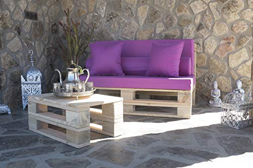 Patio con el conjunto de mesita y Sofá DE PALETS completamente Nuevo Lijado y Cepillado Acabado Crudo para Interior o Exterior. 120x80cm. Palets Talavera