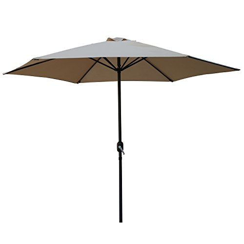 Parasol de Aluminio 300cm con Inclinación, Manivela, Sombrilla con Mástil de Aluminio de 38mm para Patio Terraza Playa (Beige). Angel Living