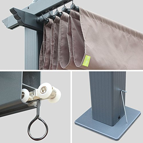 Detalles de la Pergola de Aluminio gris y toldo Marrón Pardo, 3x3 m. Alice's Garden