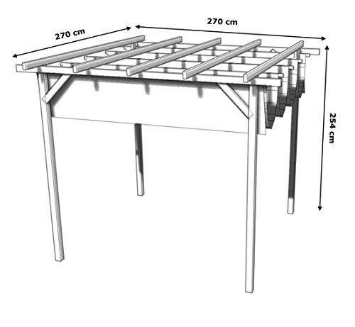 Medidas de pérgola de Madera con toldo corredero: 270x270x254 cm. AD servicios | maxjardin