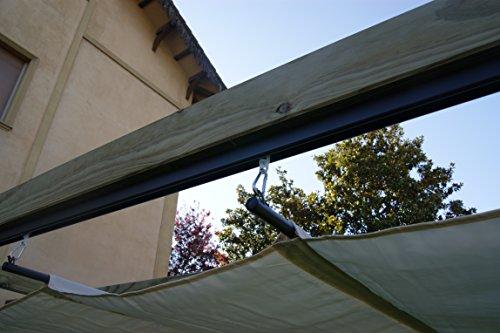 Detalle del riel de la Pérgola de Madera tratada con toldo corredero: 270x270x254 cm. AD servicios | maxjardin