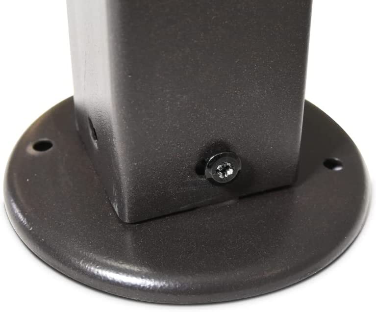 Detalle de la base de la pata de la Pérgola metálica Santorini, 3x3m Montaje Fácil, Color Chocolate. Garden Point