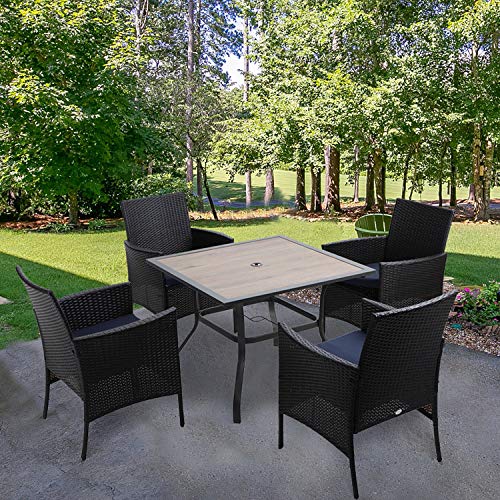 Conjunto en patio exterior con Juego de 2 sillas de ratán Fabricadas en Polyrattan y Estructura de Acero, para jardín y balcón Impermeable. PHIVILLA.