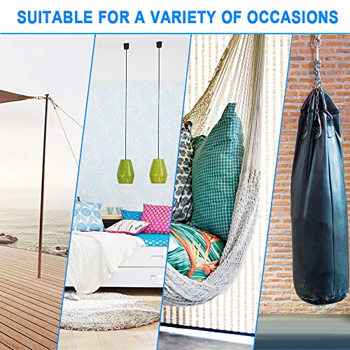 Variedad de usos para los Anclajes y mosquetones 12 Piezas 6 Pletinas con argolla de Acero Inoxidable y 6 Mosquetones Adecuados para Camping, Senderismo, Deporte y Hogar. Heqishun