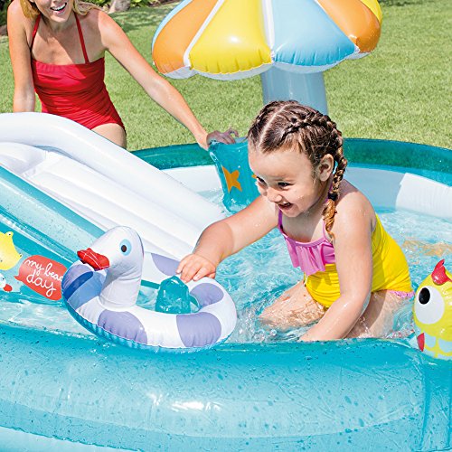 Piscina hinchable con tobogán y pulverizador. Intex 57129np
