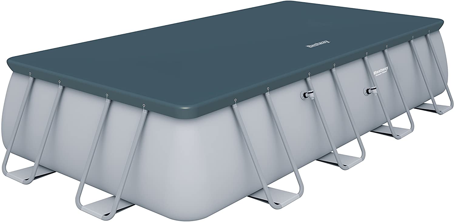 Set de Piscina Rectangular de Estructura de Acero, Gris Claro, con Bomba de Filtro y Accesorios. 549 x 274 x 122 cm. 【14.500 litros】Bestway