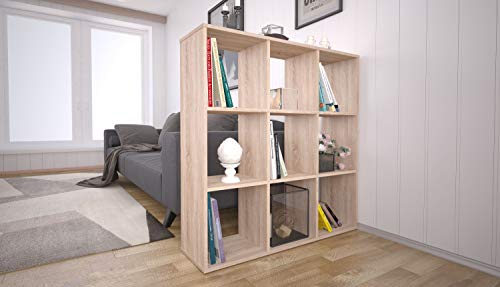 Separador de ambientes estantería Aspecto Roble 9 Compartimentos. Polini Home | maxjardin