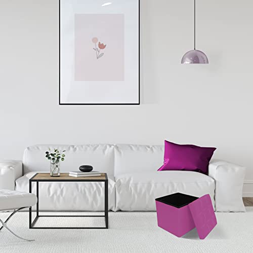 Ambiente de salita con el Puff taburete para almacenar cubo Moderno, Cuero sintético y MDF - Medidas: 30 x 30 x 30 cm (AxANxF) - Art. RE4634. Rebecca Mobili