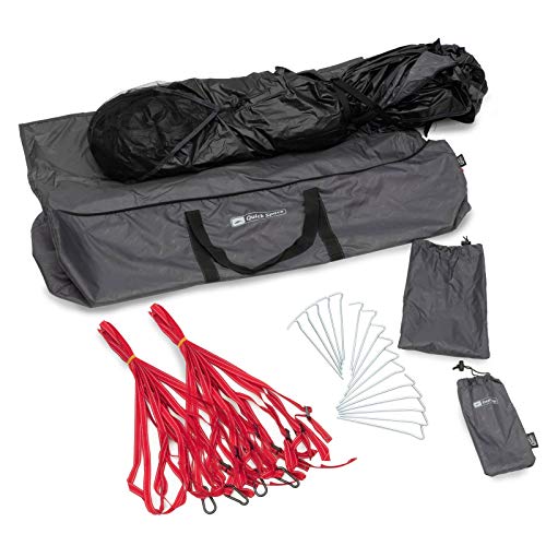 Set de producto del Pabellón 3x3m, protección UV 80 y Dark. Coating, resistente al viento, rápida de montar, 8 personas - gris. Qeedo