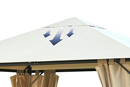 Detalle del respiradero del sobretecho de la Cubierta de repuesto para pabellón de jardín 3 x 3 m Beige. QUICK STAR