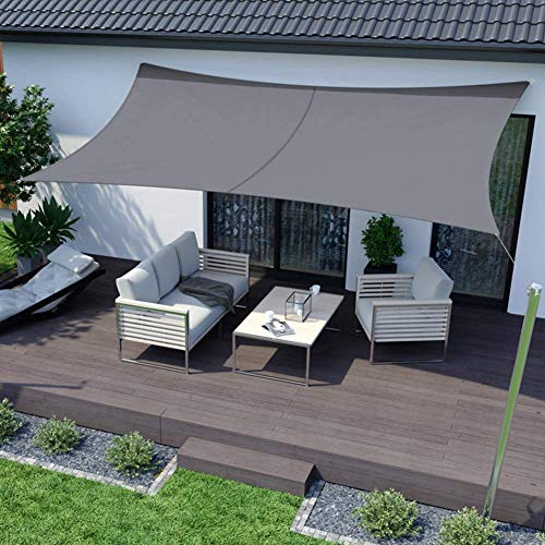 Toldo Vela de Sombra Rectangular Gris 3×2 m, protección UV Impermeable y Transpirable. RATEL