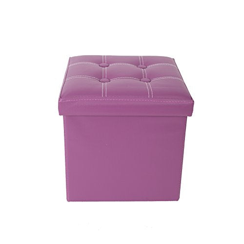 Vista frontal del Puff taburete para almacenar cubo Moderno, Cuero sintético y MDF - Medidas: 30 x 30 x 30 cm (AxANxF) - Art. RE4634. Rebecca Mobili