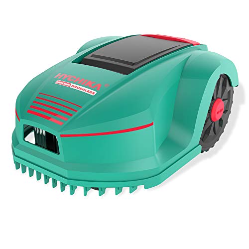 Robot Cortacésped para superficies hasta 800 m², IPX4 Impermeable, 3 Cuchillas, Altura máx de Corte 55mm, Ancho 200mm, Protección Antirrobo, Cable Delimitador, Ganchos. HYCHIKA