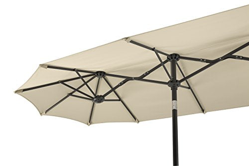Detalle del Parasol sombrilla Rectangular doble Salerno, Natural, 300 x 150 cm. 746-02. Schneider