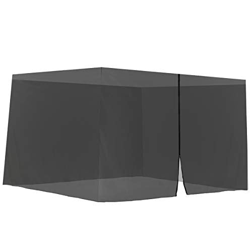 Vista de la Mosquitera para cenador o Gazebo 3x3 m con Cremallera y Tiras de Velcro Negro. Sekey