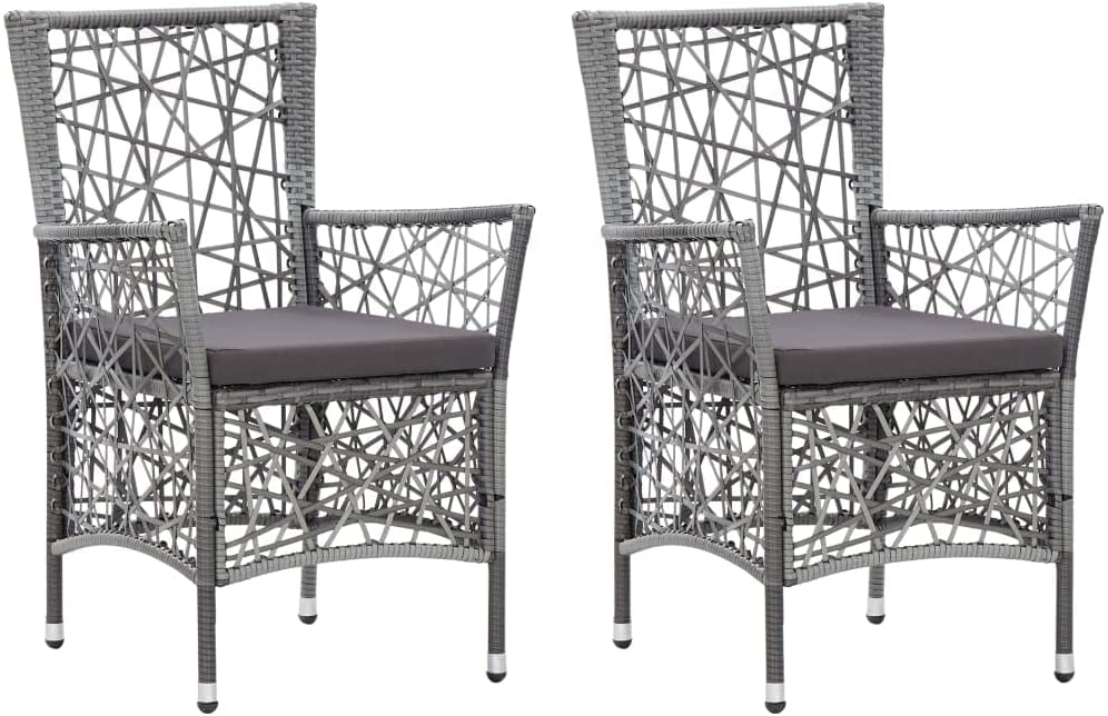 Juego de 2 Sillones para Patio o Jardín en Ratán Sintético y Cojines Negro o Gris. VidaXL