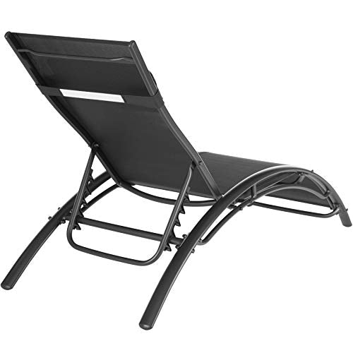 Vista trasera de la tumbona del Set de 2 Tumbonas Impermeable Incluye Reposacabezas, Respaldo Regulable en 5 Posiciones (Negro | No. 403067). 800675. TecTake