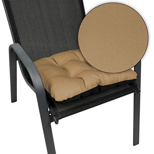 Detalle del tejido del Juego de 6 Cojines de Asiento de Silla 45x45 cm para Interior y Exterior Cómodos e Impermeables para Muebles de Jardin, Terraza o Suelo - Beige. SuperKissen24.