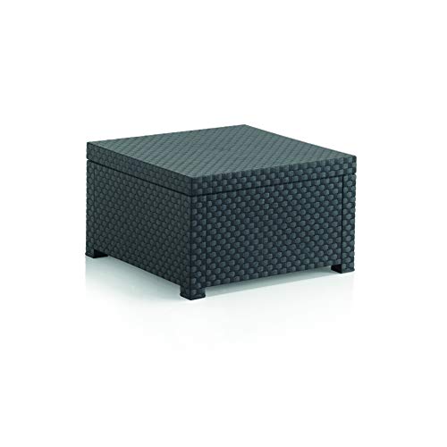 Vista de mesa baja del conjunto de Muebles de Jardín Manhattan de Rattan Color Grafito | Fabricado en España con Materiales Reciclados. Shaf