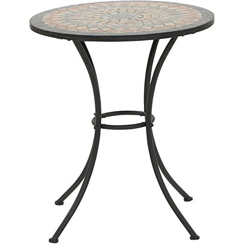 Vista general de la Mesa decorativa para jardín o terraza Garden Siena. romantica estructura hierro mesa mosaico multicolor