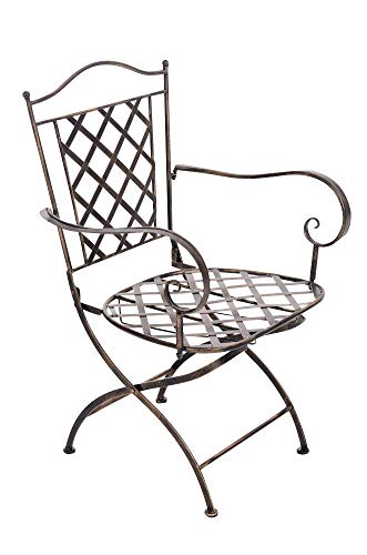 Silla de Jardín Adara en Hierro Forjado con Reposabrazos para Terraza con 93cm de Altura Color: Bronce. CLP