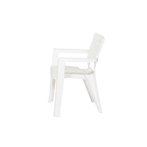 Vista de perfil de la Silla de jardín exterior apilable Ibiza, Color blanco. Keter