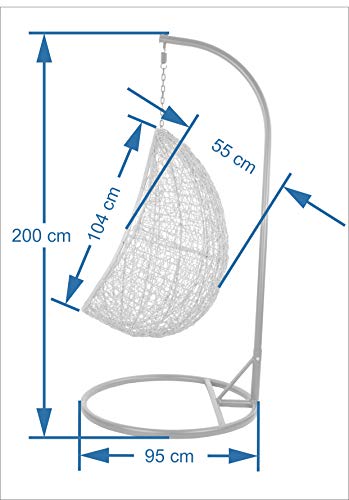 Medidas del Sillón colgante muy Llamativo y Supercool para patio o interior. Kideo