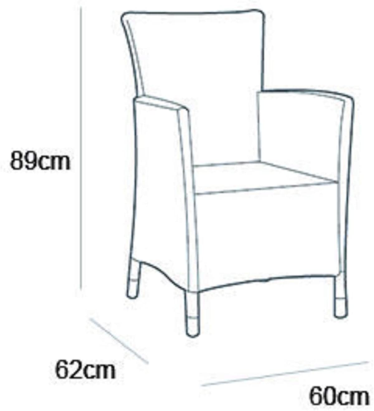 Medidas del Sillón de exterior e interior con cojín incluido Iowa. Keter