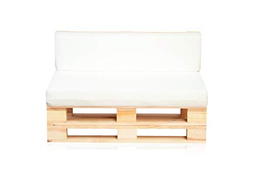 Conjunto Sofá DE PALETS + Set Cojines Asiento + Respaldo 100X60, Blanco Transpirable Vista frontal