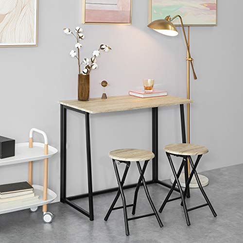 Vista en despacho del Conjunto Mesa Alta de Bar y 2 Taburetes, Mueble Plegable para Cocina (2 Taburetes). OGT18-N,ES. SoBuy