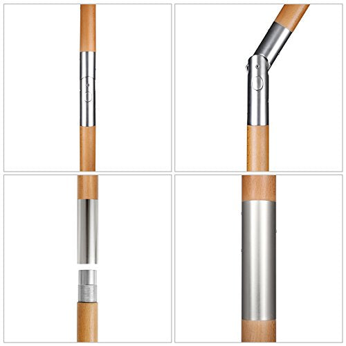 Detalles de engarce de mástil y articulación para ajuste de ángulo de la Sombrilla Parasol de Madera rectangular para terraza Playa o Piscina Patio 200 × 150 cm color Crudo Protección Solar UV50+. Sekey®
