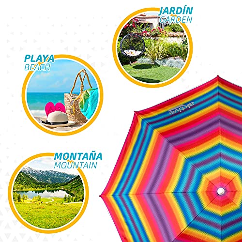 Sombrilla de playa con rayas de colores Beach Aktive en el jardín la playa y la montaña