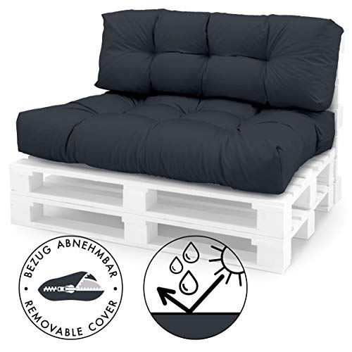 Características del Set 2 Cojines Impermeables para palets color Antracita. Funda desenfundable. Europalé palets. Spatium