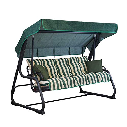 Cojines para balancín de 4 plazas. Incluido también el techo a juego. 100% Fabricado en Italia. Ideal para exteriores (jardines y patios). Estructura no incluida, Rigato Ecru Verde Tecnoweb