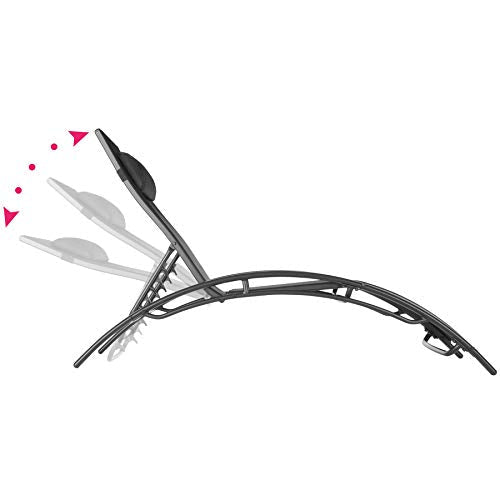 Respaldo reclinable de la hamaca tumbonadel Set de 2 Tumbonas Impermeable Incluye Reposacabezas, Respaldo Regulable en 5 Posiciones (Negro | No. 403067). 800675. TecTake