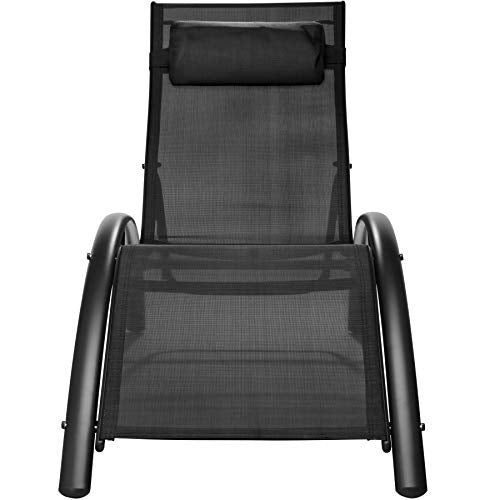 Vista frontal del Set de 2 Tumbonas Impermeable Incluye Reposacabezas, Respaldo Regulable en 5 Posiciones (Negro | No. 403067). 800675. TecTake