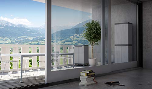 Armario 2 Puertas TERRY Base 700 UW,, 2 Estantes Internos y 2 Cubetas, Gris, 43,8x97,6x70 cm. Ambiente en balcón | maxjardin