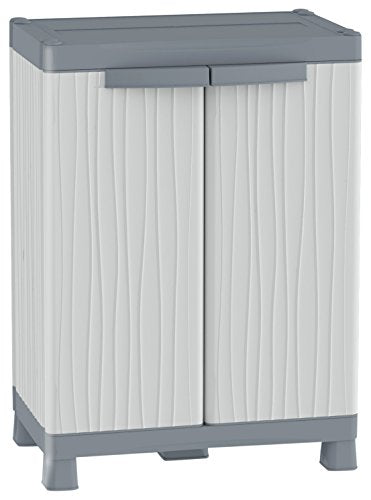 Armario 2 Puertas TERRY Base 700 UW, 2 Estantes Internos y 2 Cubetas, Gris, 43,8x97,6x70 cm. Vista frontal | maxjardin