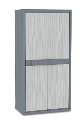 Armario Exterior 2 Puertas, Divisor Vertical, 4 Estantes Internos, Gris, 89,7x53,7x180 cm. Jumbo 3900 UW. Terry