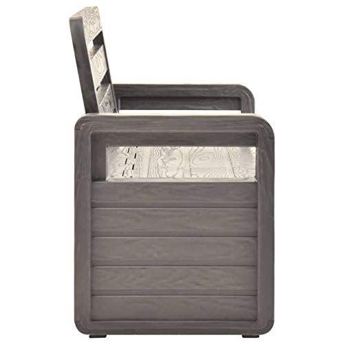 Banco Arcón Exterior Banco de almacenaje de jardín plástico Gris Antracita 132,5 cm. Eden Garden Bench. Tidyard. Detalle perfil