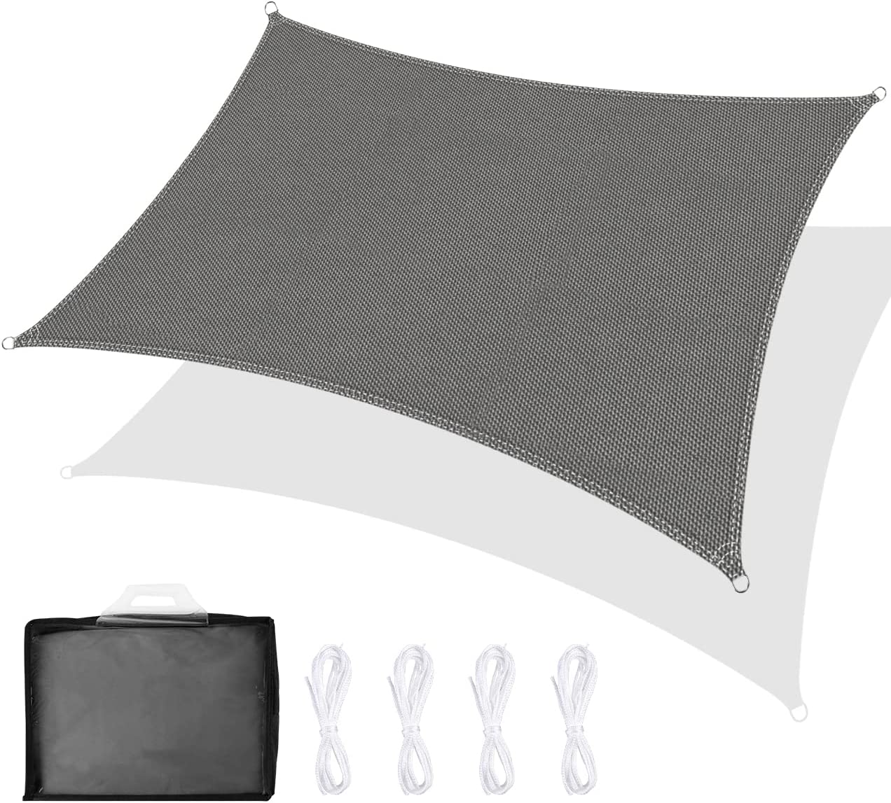 Toldo Vela de Sombra Rectangular Gris 3×2 m, protección UV Impermeable y Transpirable. RATEL
