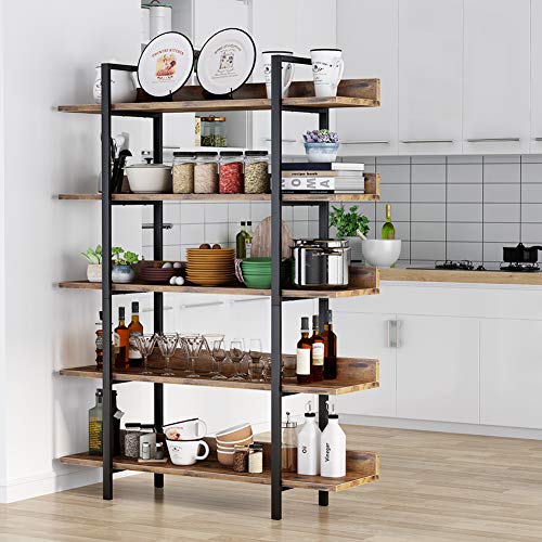 Vista en cocina de Estantería para Libros estilo Industrial muy Estable con 5 estantes. Estructura de Hierro. Ideal para el hogar o la Oficina. Tribesigns