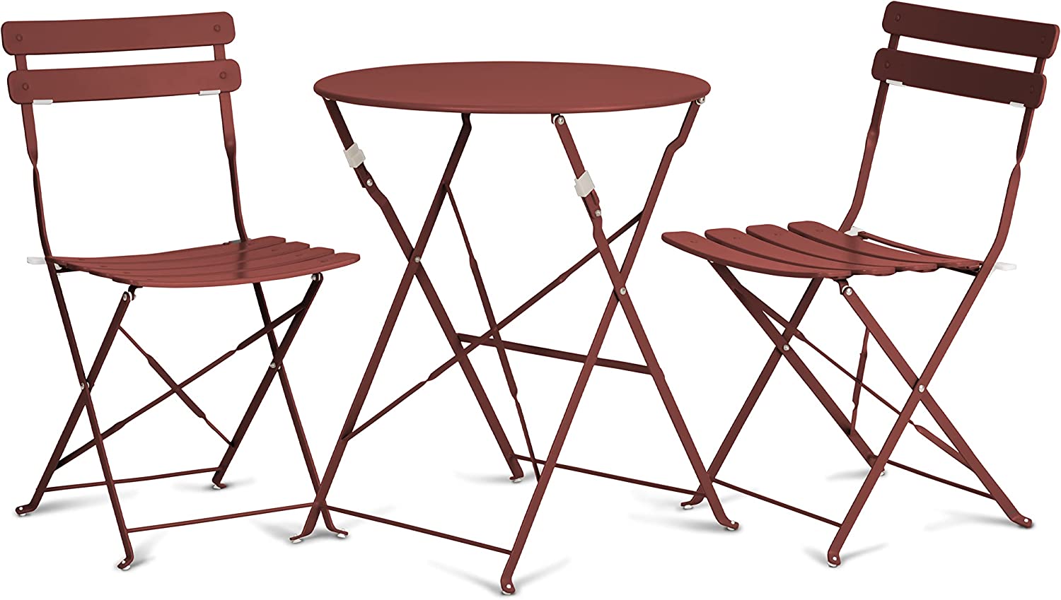 Vista de Juego de Muebles de jardín de 3 Piezas, 2 sillas y 1 mesa redonda de café, Metal, Rojo, 49 x 41 x 79 cm. VG-8006 Chilli Dried. Vanage