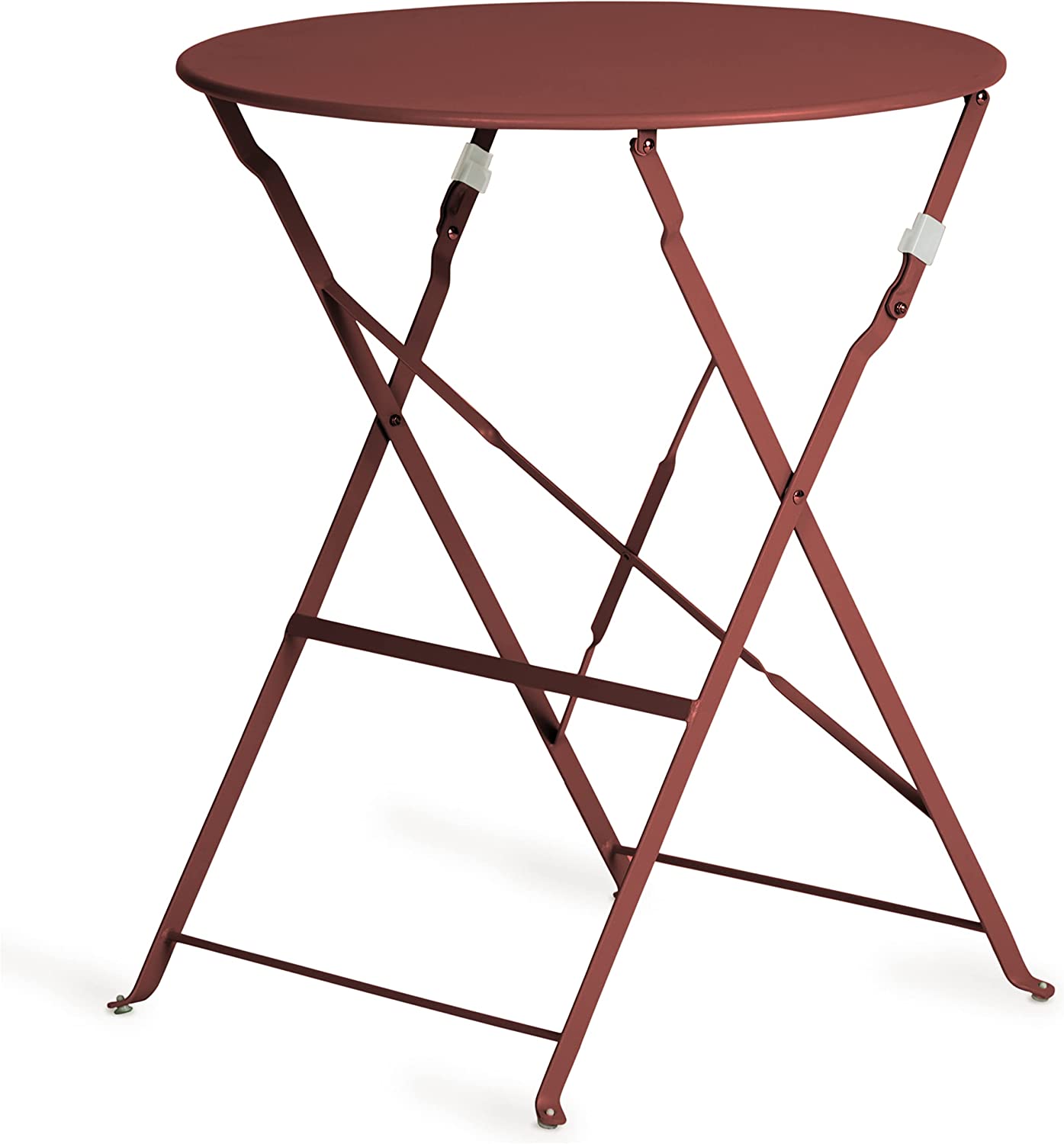 Detalle de la mesa del Juego de Muebles de jardín de 3 Piezas, 2 sillas y 1 mesa redonda de café, Metal, Rojo, 49 x 41 x 79 cm. VG-8006 Chilli Dried. Vanage